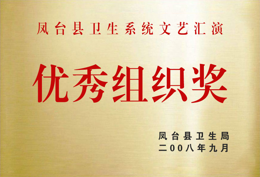 2008年鳳臺(tái)縣衛(wèi)生系統(tǒng)文藝匯演優(yōu)秀組織獎(jiǎng)
